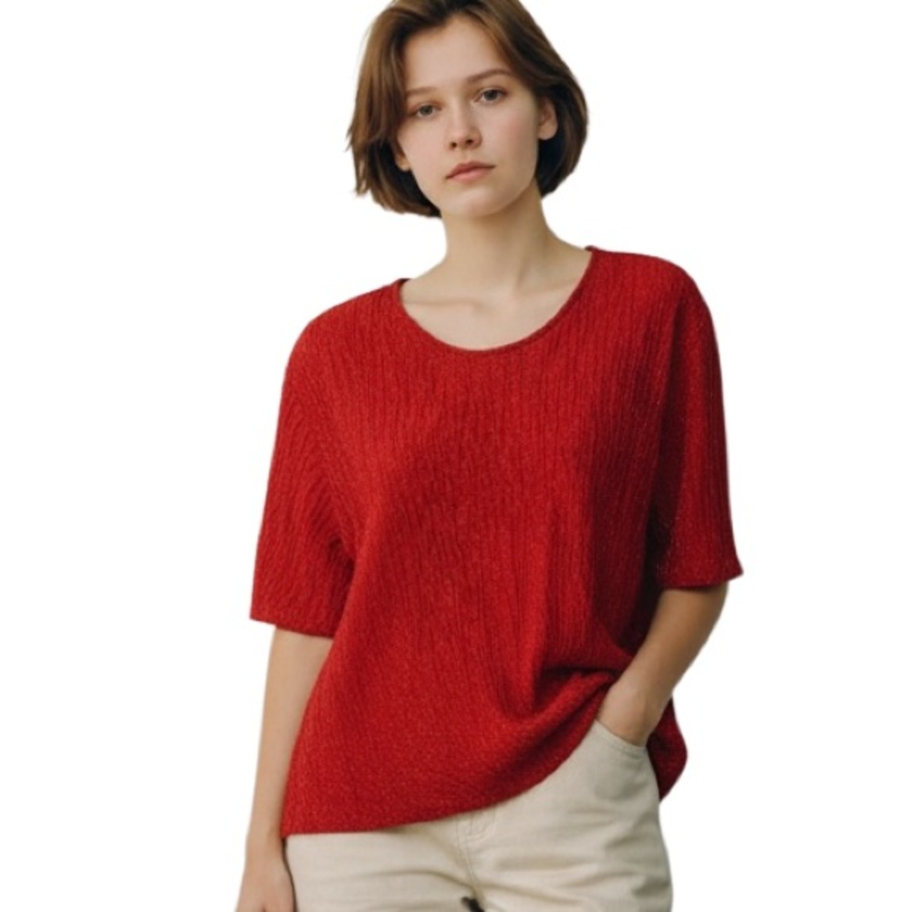 Erena Red With Silver Sparkles Top size 1X